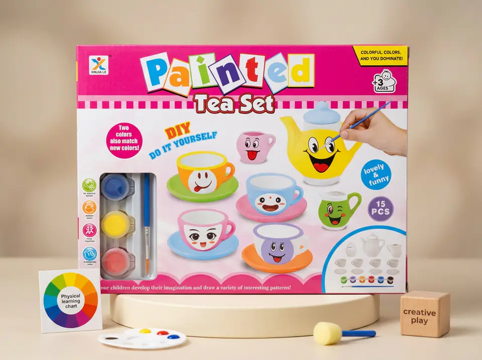 painted tea set 15 pcs