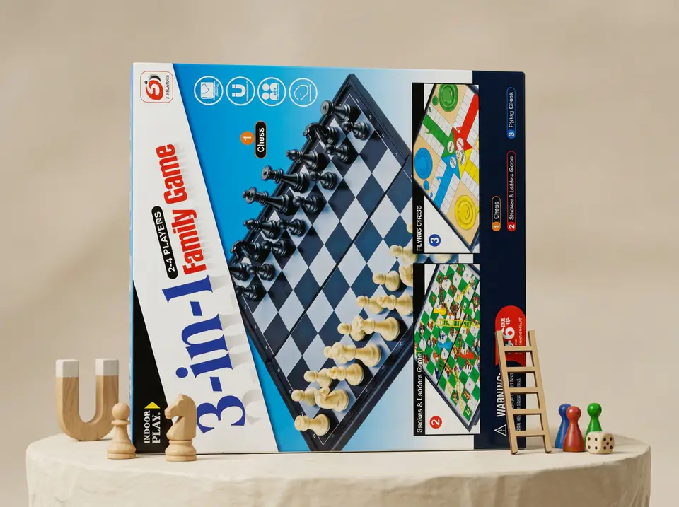 3in1 family game (black and blue chess)- SHENG BO
