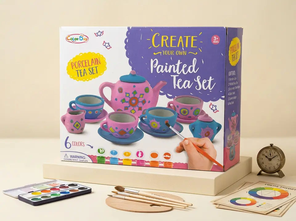 painted tea set (color day)- L